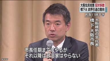 橋下徹大阪市長が会見 政界引退の意向表明