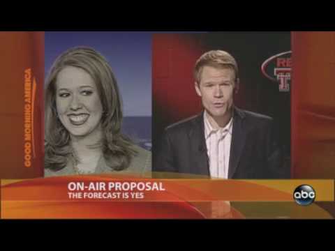 Weatherman proposes live on TV - YouTube