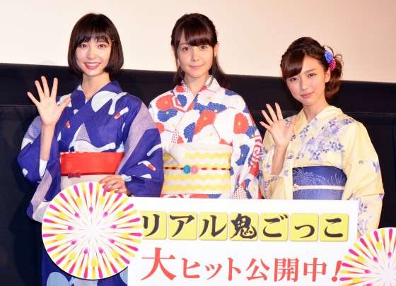 トリンドル玲奈、篠田麻里子、真野恵里菜、艶やか浴衣姿で納涼夏祭り！