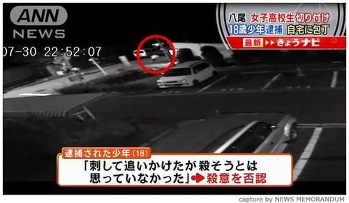 【大阪】防犯カメラに執拗に追い回す姿　女子高生切りつけで18歳少年逮捕。少年には知的障害が…