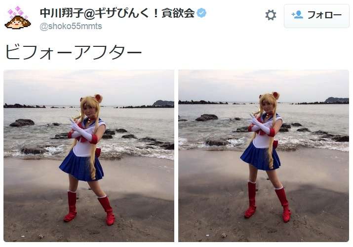 しょこたんこと中川翔子がセーラームーンに変身。“ムーンプリズムパワー”で脚が長く!?