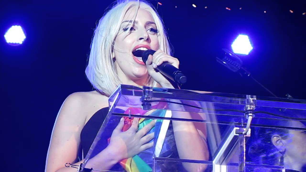 Lady Gaga Singing the National Anthem @ the NYC Pride Rally 2013 - YouTube