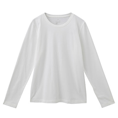 オーガニックコットンクルーネック長袖Ｔシャツ　婦人ＸＳ・白 | 無印良品ネットストア