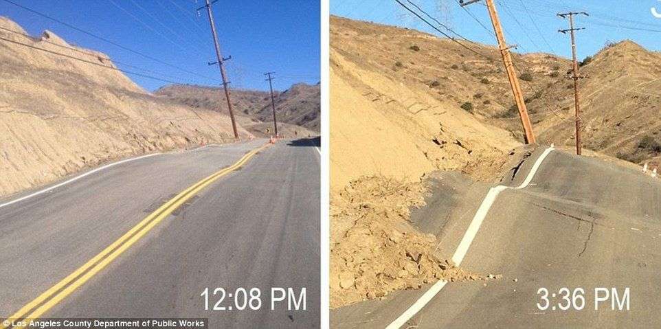カリフォルニアの道路が突然押し上がる(((;゜Д゜)))