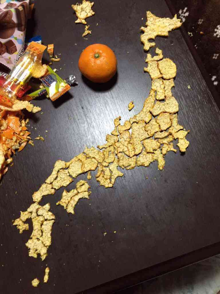 みかんの皮で作った日本地図がスゴイｗｗ