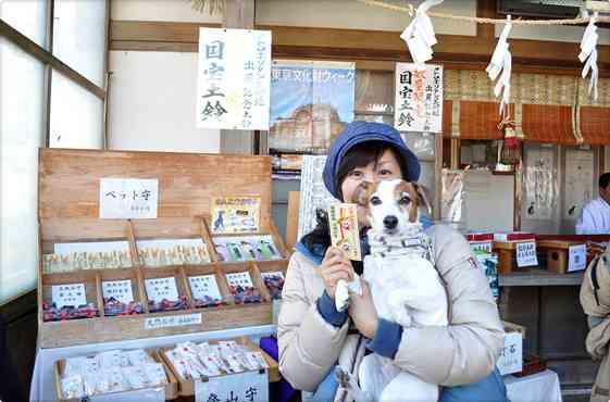 初詣に犬連れてくる人