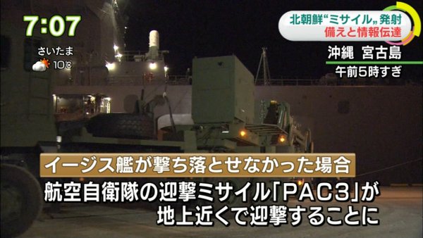 【速報】北朝鮮がミサイル発射 「沖縄県地方の方向に」政府が発表