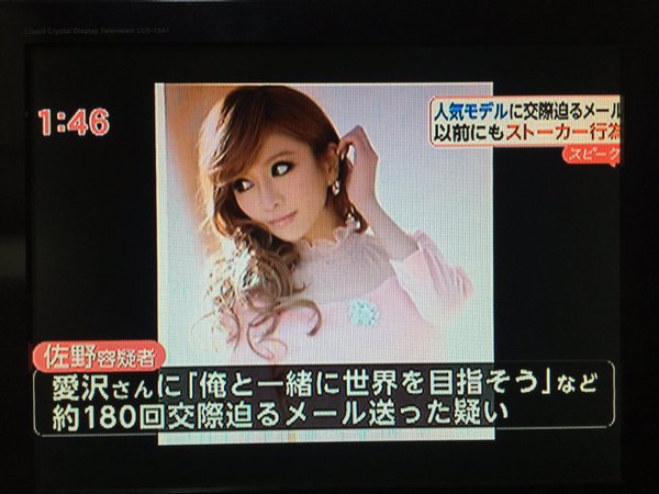 人気雑誌モデル・愛沢えみりに交際迫るメール180回　29歳の男逮捕…以前にもストーカー行為で実刑判決