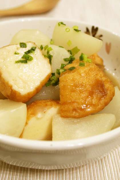 ふわとろ♪かぶと魚河岸揚げの煮物 by きちりーもんじゃ [クックパッド] 簡単おいしいみんなのレシピが231万品
