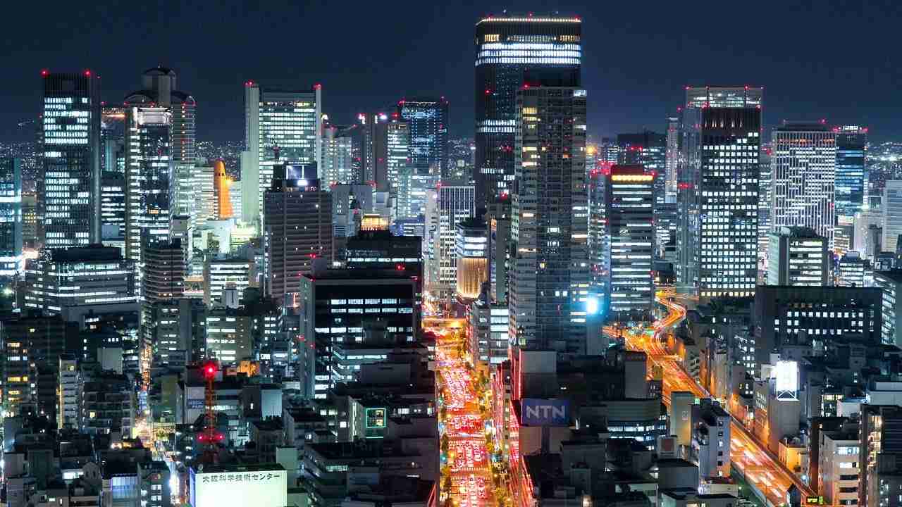 大阪の夜景 光輝く大都会 微速度撮影 Glittering Osaka City Night Time-lapse Japan - YouTube