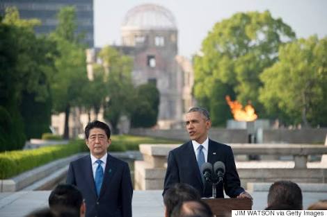 オバマ大統領 広島の平和公園で原爆慰霊碑に献花、核なき世界への決意を表明