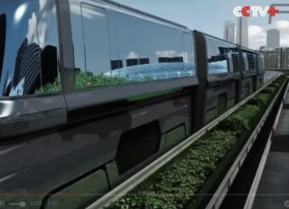 渋滞中でもスイスイ進める未来型公共バスがハイテクエクスポで発表される（中国）