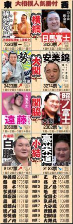 第５回大相撲総選挙結果　照ノ富士６位、白鵬７位…（日刊スポーツ） - Yahoo!ニュース