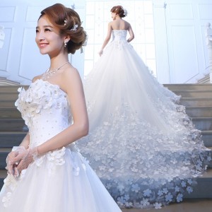 new arrival fashion tube top flower wedding dress big train slim long | Jandji.ru Shopping