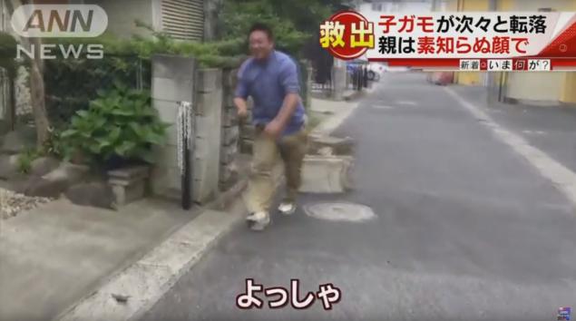 カルガモ一家に緊急事態！子ガモが小さな穴から側溝に次々と落下