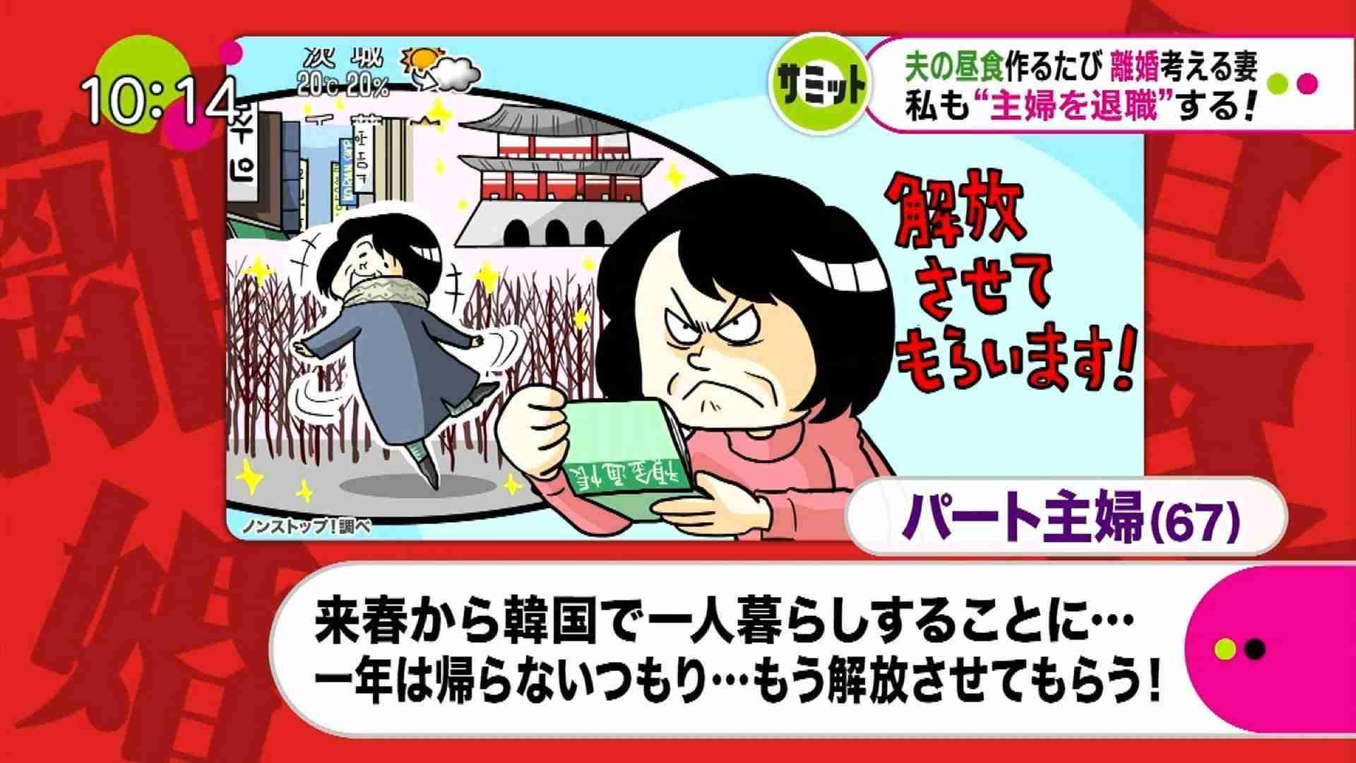 フジテレビ『ノンストップ！』で不自然すぎる韓国ステマ？「定年夫の昼飯を作るのに嫌気が差し、別居するため韓国で1年間暮らす妻」