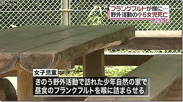 フランクフルトがのどに詰まり小5死亡 学校の野外活動