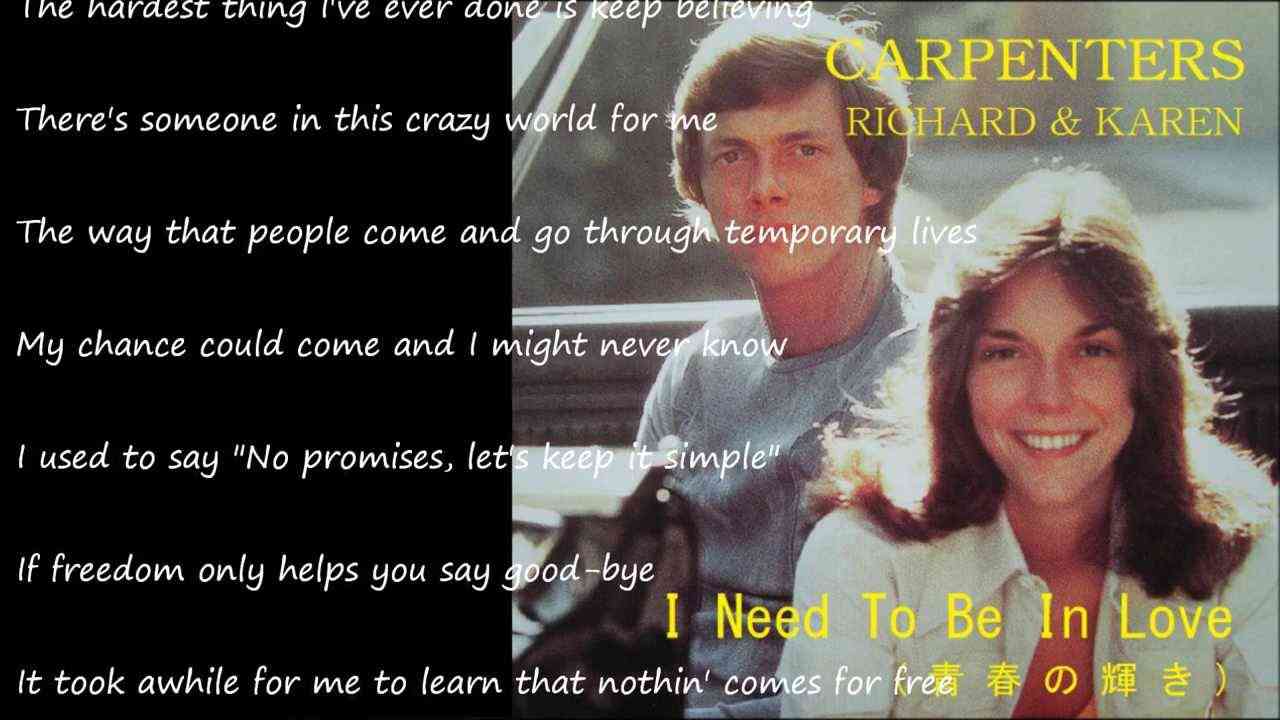 I Need To Be In Love (青春の輝き) ／ CARPENTERS - YouTube