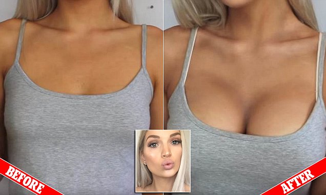 YouTube blogger shows how to give yourself an instant boob job using make-up  | Daily Mail Online