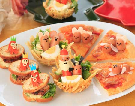 クリスマスのケーキ・ご馳走の画像いっぱい