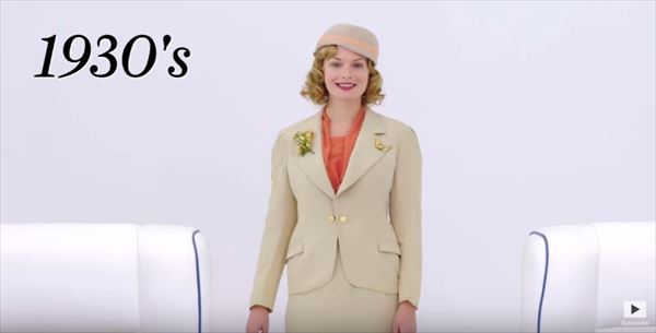 昔はシックなスーツだった!?過去100年のキャビンアテンドの制服の変化を再現した映像が面白い!