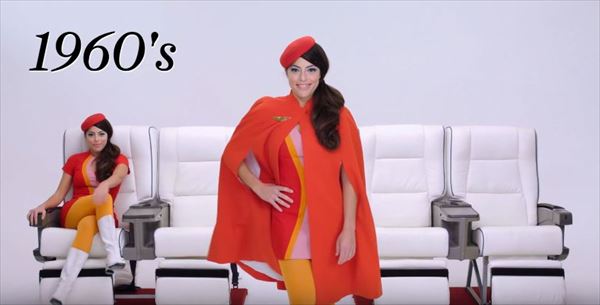 昔はシックなスーツだった!?過去100年のキャビンアテンドの制服の変化を再現した映像が面白い!