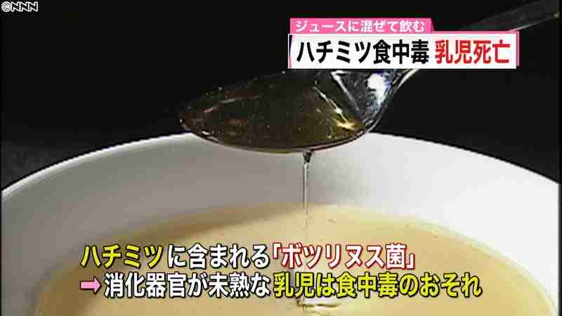 ハチミツで食中毒　生後5か月の乳児が死亡