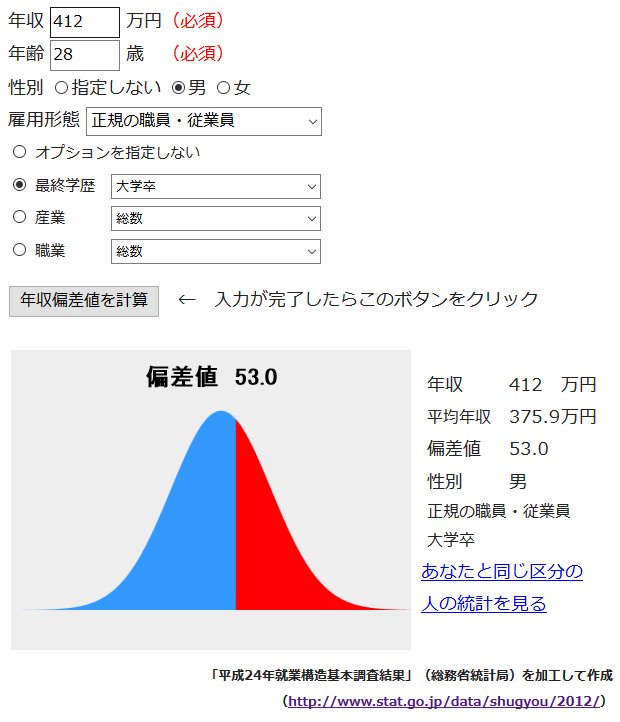 年収偏差値算出ツール
