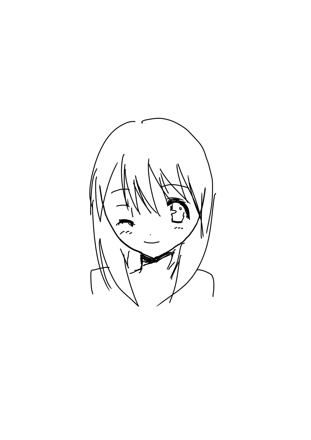 この顔の輪郭に描き足してください(お絵描き)