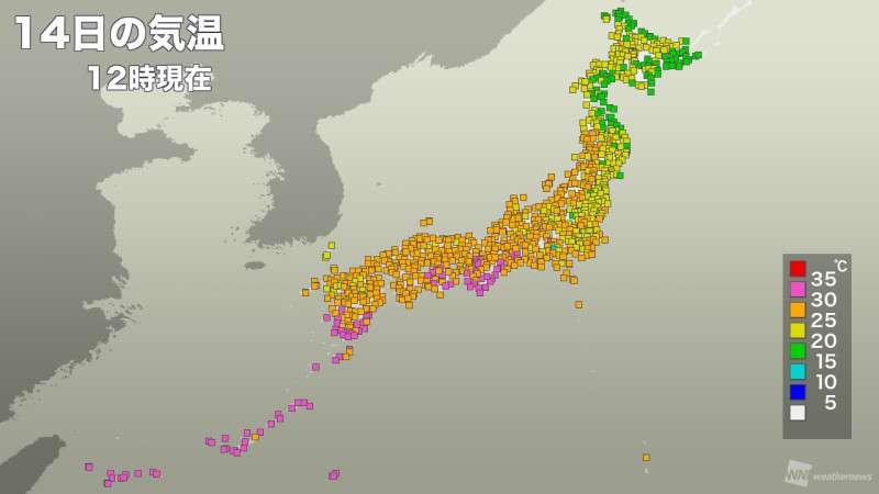 暑さ控えめ、1ヶ月以上ぶりに猛暑日地点なし！