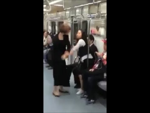 【最悪DQN】キチガイ韓国人女性のガチ喧嘩【電車】Girls　Fight,crazy lady,Mad woman,Pelea en Mujer - YouTube