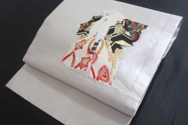 A5895★正絹/銀糸織に美しい着物の連獅子模様の九... - ヤフオク!