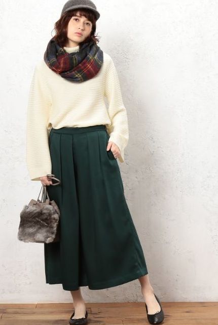 冬のロングスカートコーデ