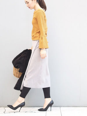 冬のロングスカートコーデ