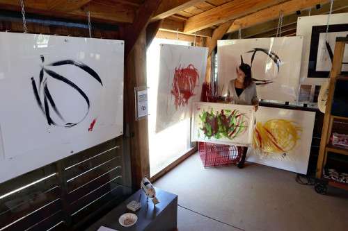 ブタの「ピガッソ」が描く絵、最高32万円の値