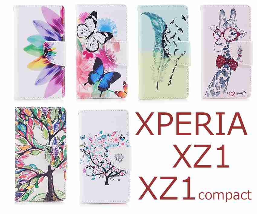 【楽天市場】Xperia XZ1 手帳型ケース Xperia XZ1 compact ケース レザー XperiaXZ1 手帳型カバー スマホケース SO-01K SO-02K SOV36 エクスペリアXZ1 カバー 手帳型 エクスペリアXZ1 コンパクト カバー かわいい キリン レインボー 花柄 蝶々 羽 個性的 木 カラフル 動物 デザイン：iCaseCreative　村雲