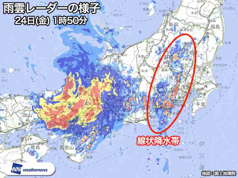 台風20号から離れた関東で線状降水帯が出現 - ウェザーニュース