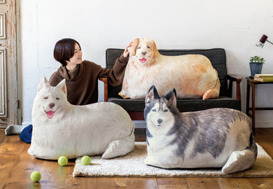 大型犬がおうちにいるみたい!大きなワンコの布団収納クッションケースがフェリシモから登場