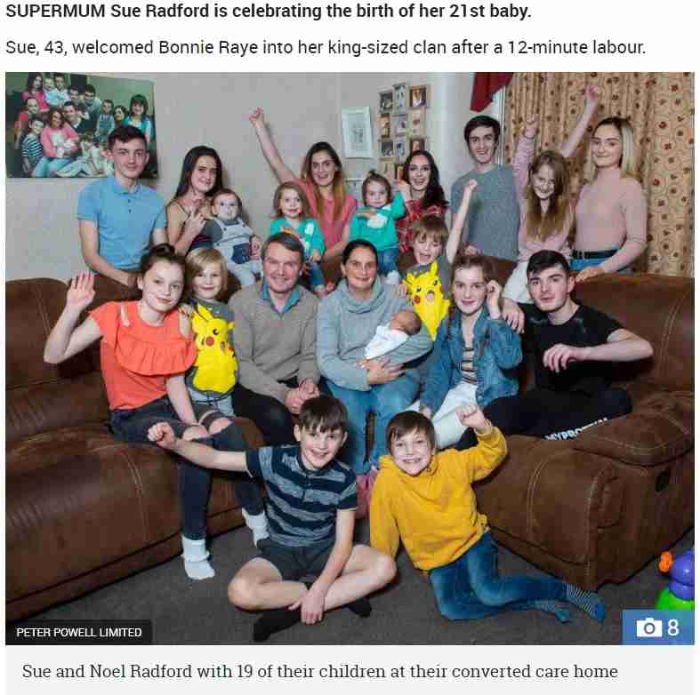 イギリス一子だくさん家族に21人目の子供が誕生　夫妻「今度こそ絶対に最後」