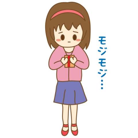 チョコレートを持ってモジモジしている女の子のイラスト - 無料イラストのIMT 商用OK、加工OK