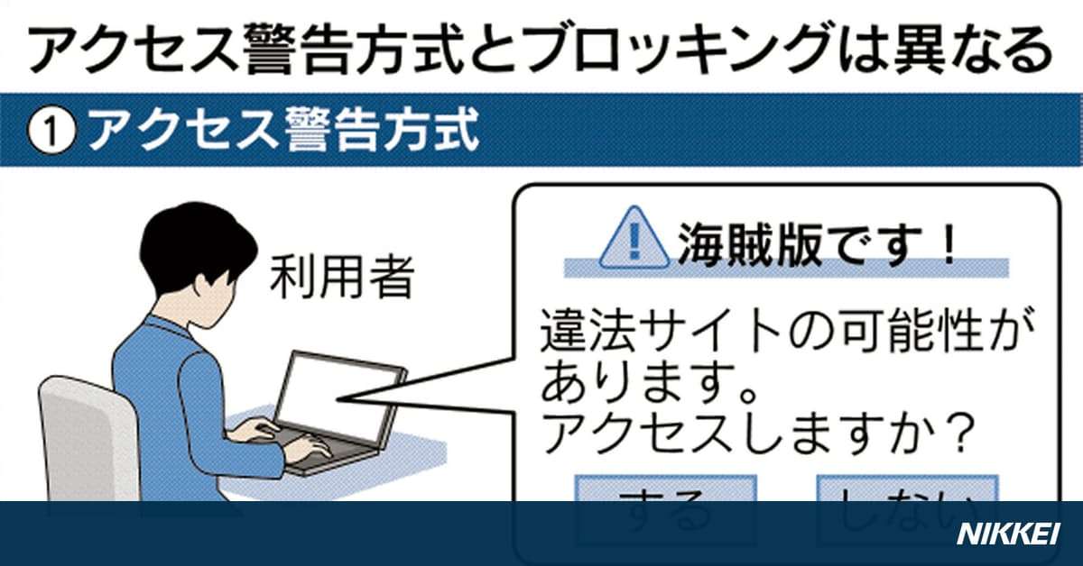 政府、海賊版視聴に警告画面　接続遮断「対策後に判断」: 日本経済新聞