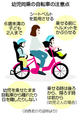 幼児同乗の自転車注意＝続く事故、転倒の危険大-消費者庁