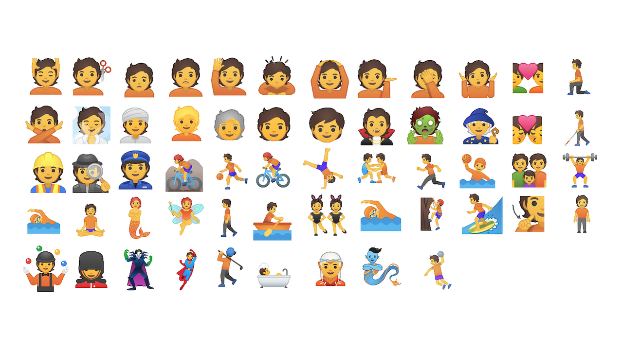 Google、ジェンダーレス絵文字を53種類追加