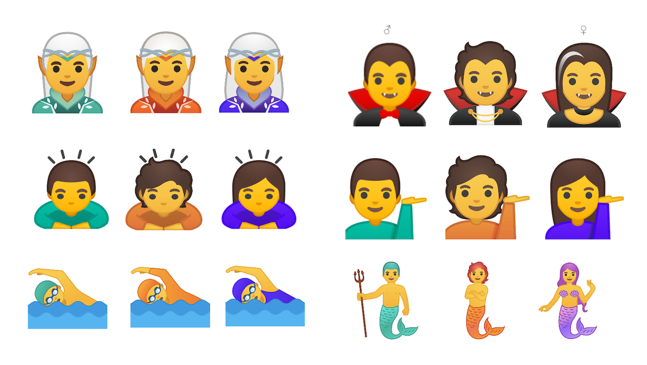 Google、ジェンダーレス絵文字を53種類追加