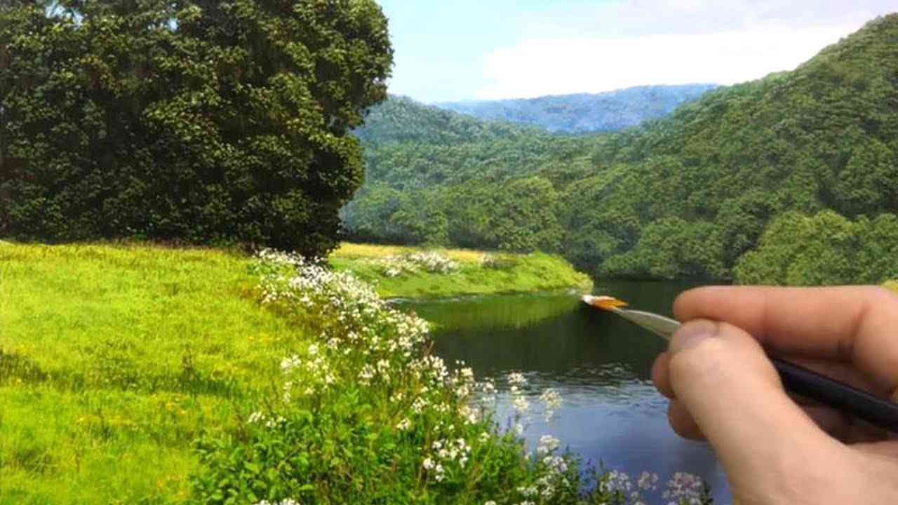 #133 Painting a landscape in oil | Time Lapse - YouTube