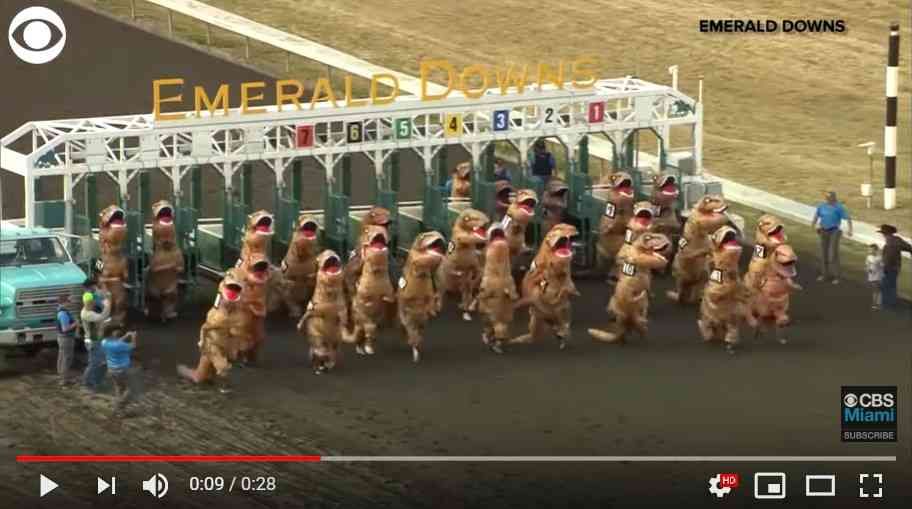 馬じゃなくてティラノサウルスが走る「T-rex Race」　フェイクっぽいけどリアルです ｜ ガジェット通信 GetNews