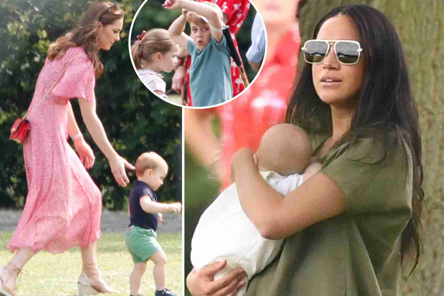 Meghan Markle and Kate Middleton turn up with the kids to cheer on Harry and William as they face off at charity polo match