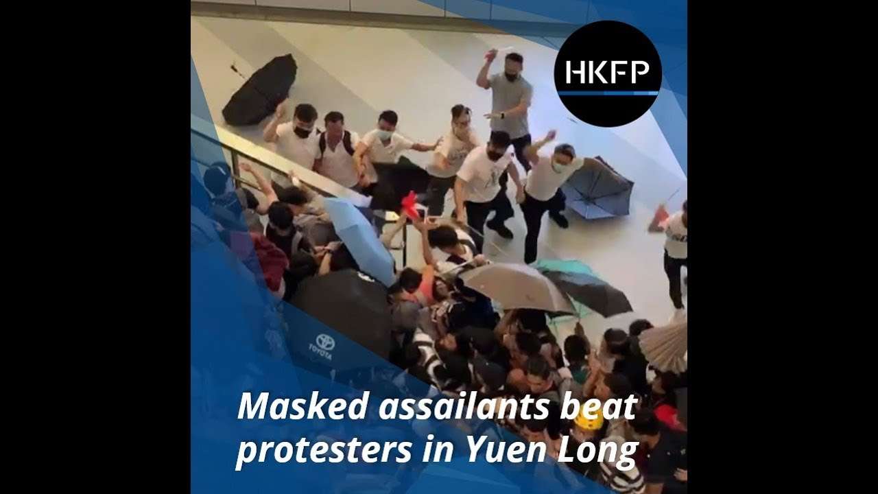 Masked assailants beat protesters in Yuen Long, Hong Kong - YouTube