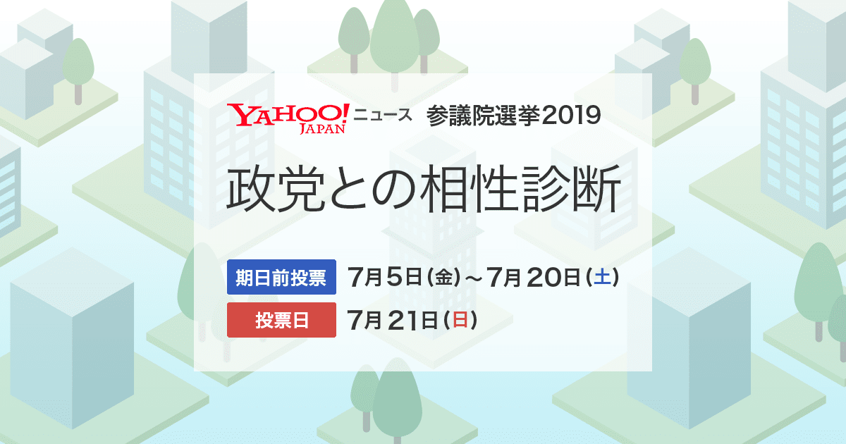 政党との相性診断 | 参議院選挙2019 - Yahoo!ニュース