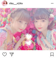 NGT48中井りか、荻野由佳と浴衣姿2ショット公開「お姫様」「浴衣美人」など反響